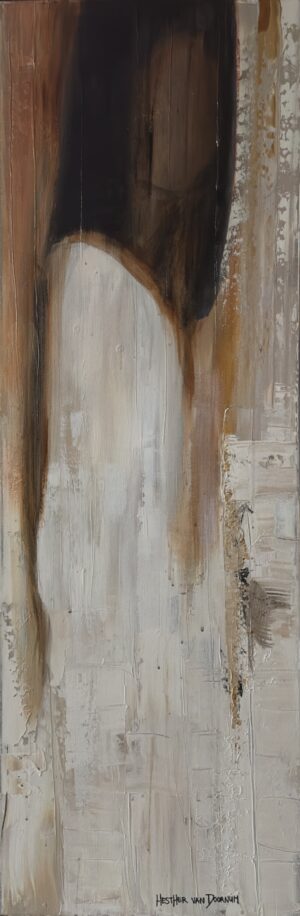 Waiting – abstract female portrait in warm warm light, early work by Hesther van Doornum