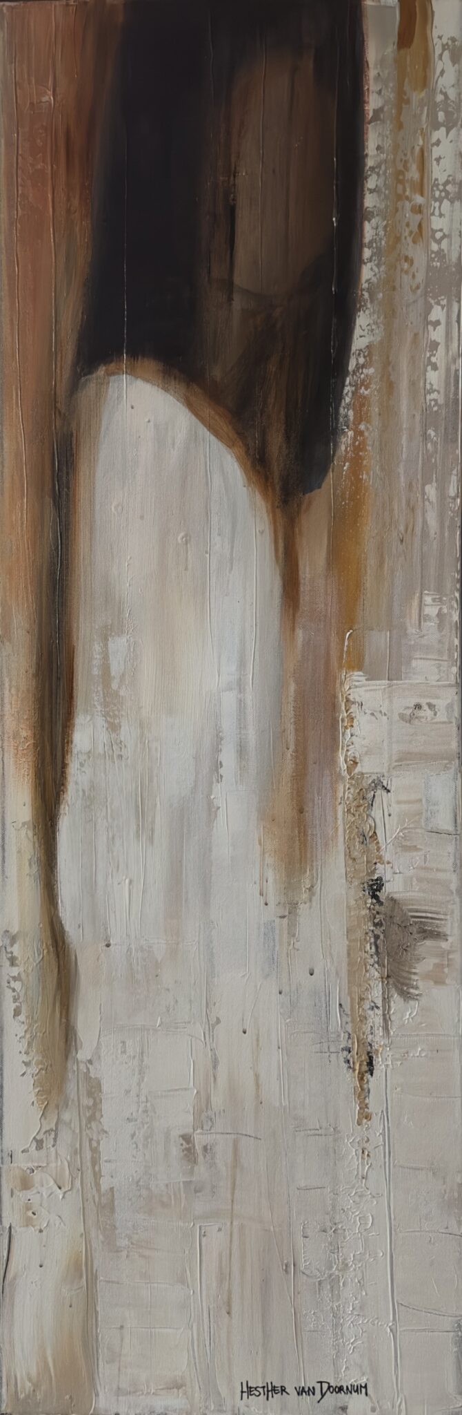 Waiting – Geabstraheerd figuurschilderij in warm licht | Hesther van Doornum