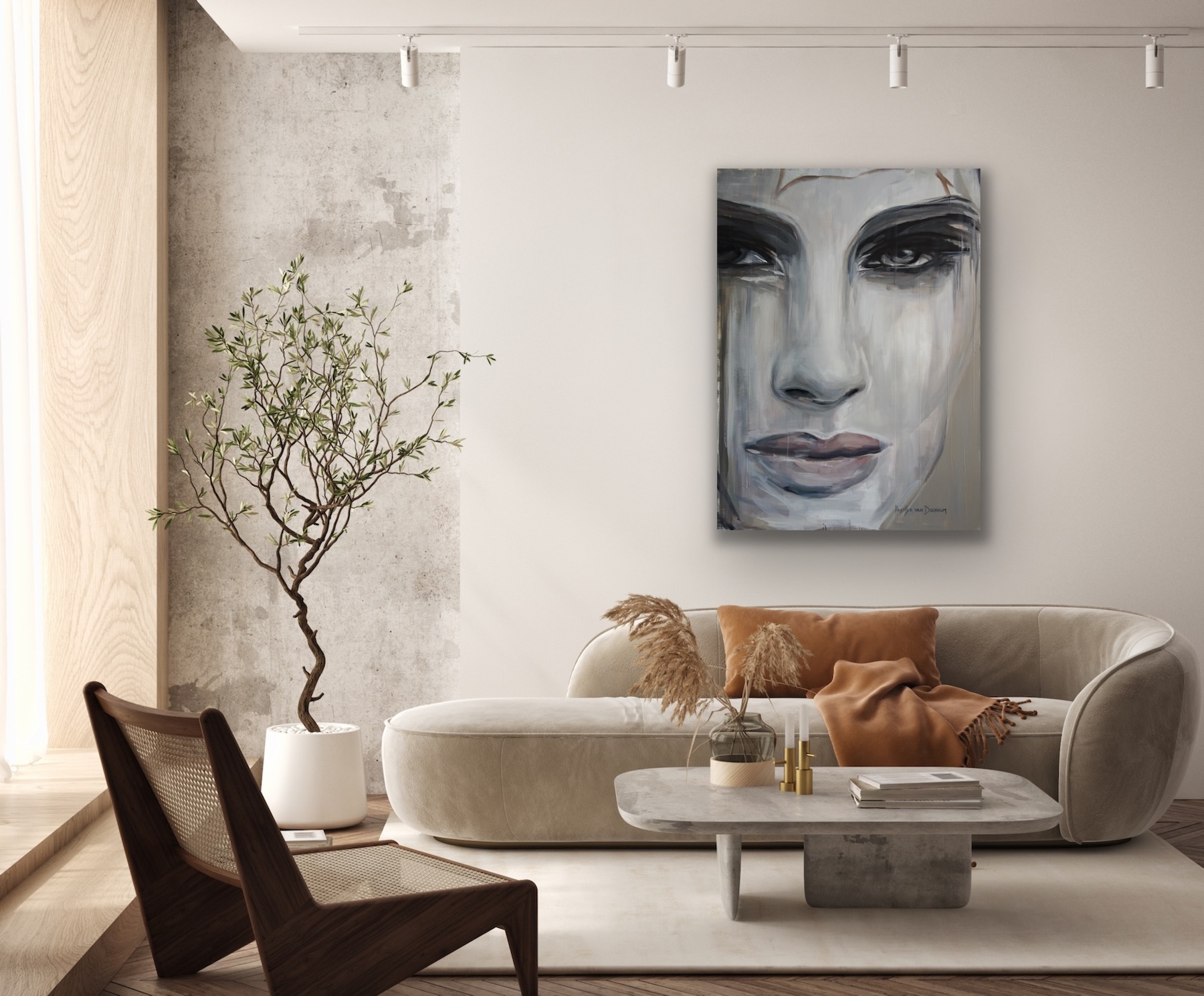 Closer boven bank in licht modern interieur door Hesther van Doornum