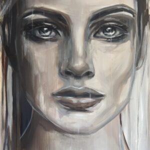 Apparent Liquidity – abstract zwart-wit vrouwenportret door Hesther van Doornum