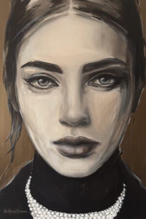 Mellifluous – abstract female portrait in bronze tones by Hesther van Doornum