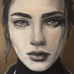 Mellifluous – geabstraheerd vrouwenportret in bronstinten door Hesther van Doornum