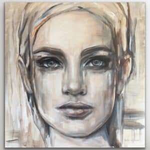 abstract vrouwenportret schilderij Devenir – Hesther van Doornum